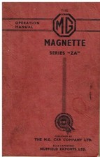 Mg Magnette Za Series Original 1955 Owners Instruction Maintenance Handbook Mg Magnette Za Series Original 1955 Owners Instruction Maintenance Handbook