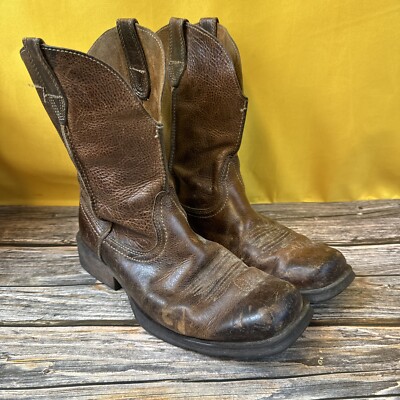 ARIAT Brown Square-Toe Leather Cowboy Boots Style No