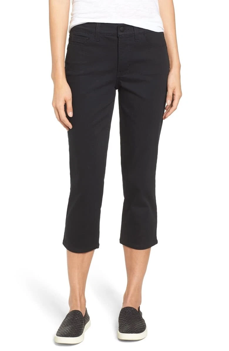 NYDJ 158451 Women's Alina Stretch Capri Black Stretch Denim Pants Size 6