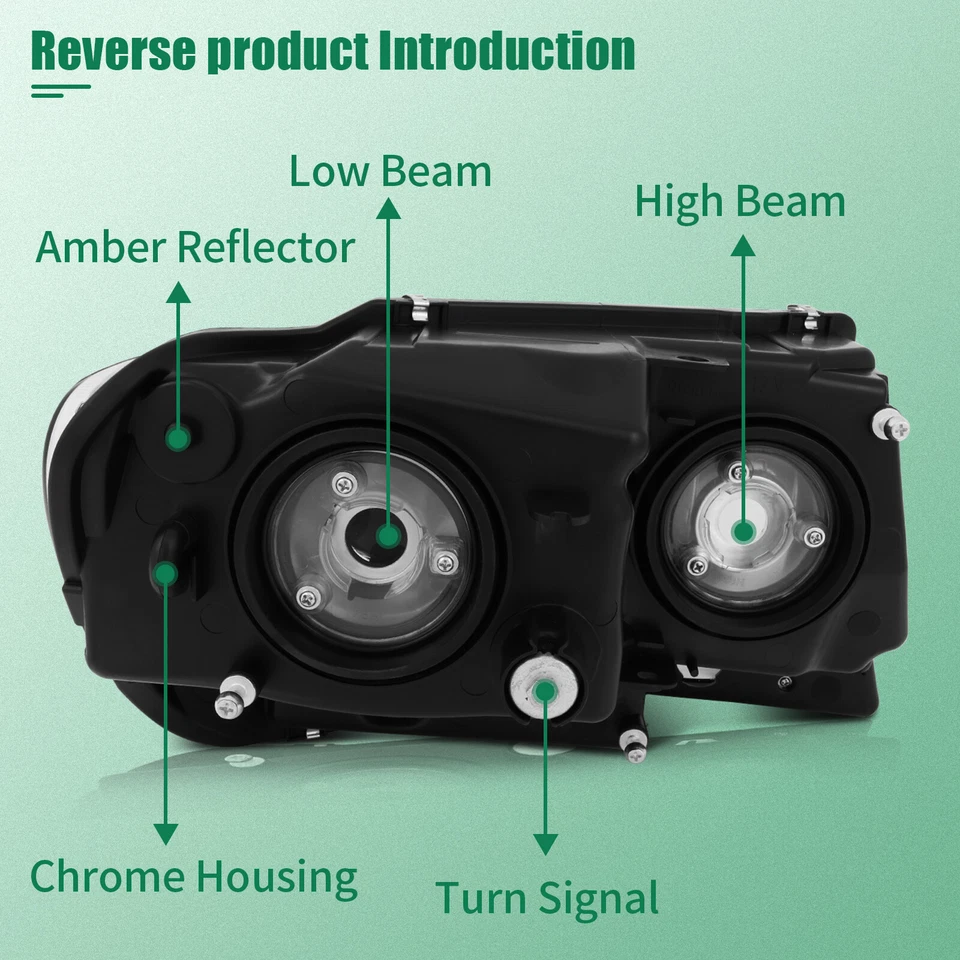 Fits 1999-2004 Jeep Grand Cherokee Headlights Assembly Pair Replacement Headlamp - Image 3 of 4