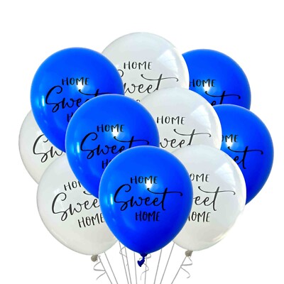 12 PACK Home Sweet Home Housewarming Party Balloons Blue New Open House 12''