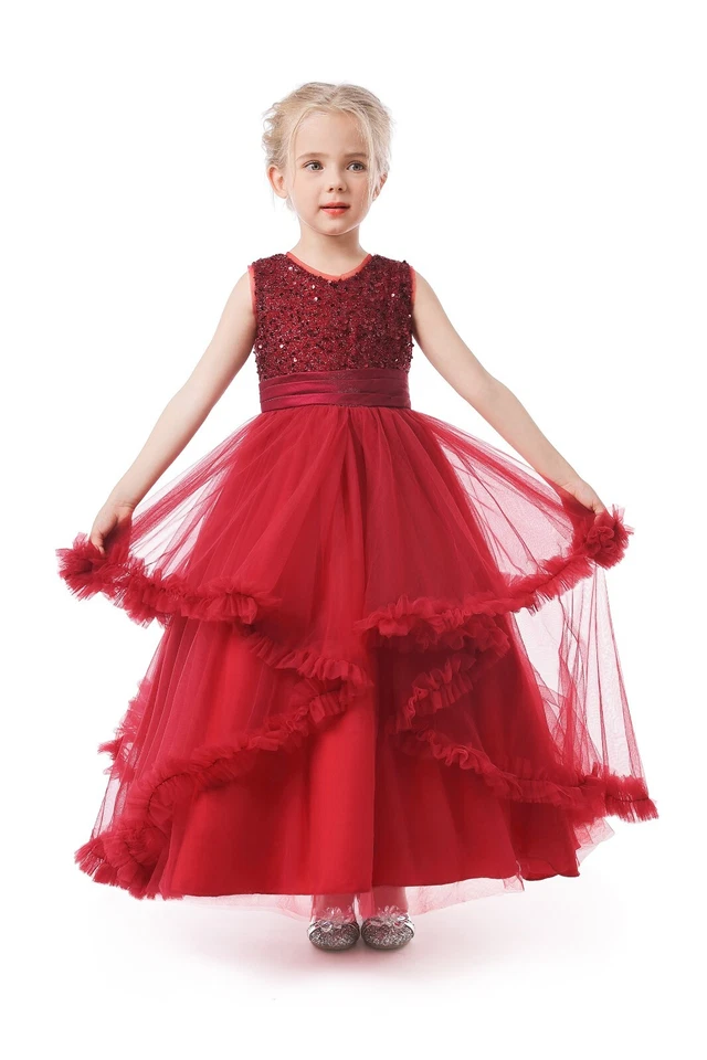 ELSA & ANNA® Girl Formal Ball Gown Wedding Bridesmaid Prom Party Dress XA2022-2 - Image 4 of 4
