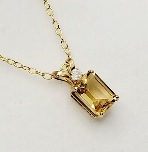 2.00Ct Emerald Cut Lab Created Citrine Solitaire Pendant 14K Yellow Gold Plated - 第 1/7 張圖片