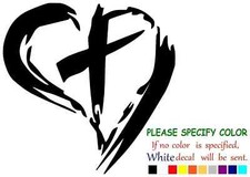 Christian Love Cross Adhesive Vinyl Decal Sticker Car Truck window Various Sizes