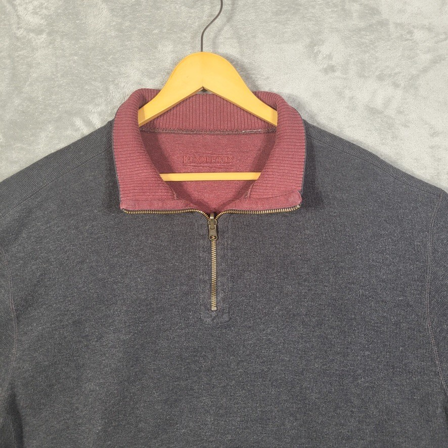 Pendleton Sweater Mens Large 1/4 Zip Pullover Gra… - image 6