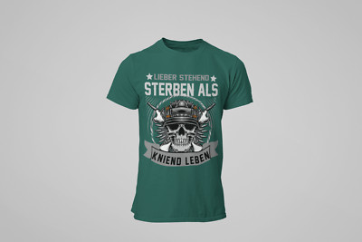 Herren T-Shirt Lieber stehend Sterben als Kniend Leben Biker Shirts Motorcyle