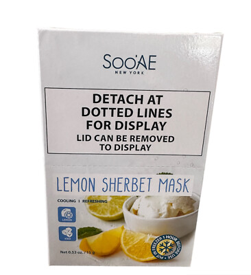 Soo'AE Lemon Sherbet Face Mask Pack Units 12 Units New In Box
