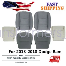 For 2013-2018 Dodge Ram 1500 2500 3500 Front Fabric Seat Cover Gray Foam Cushion