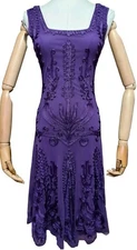 PHASE EIGHT Midi Sleeveless Stretchy Lace Cocktail Dress Purple Sz UK 10/US 6/S