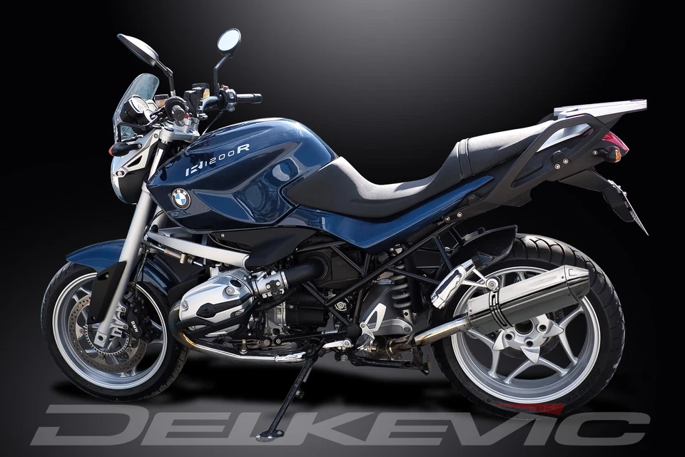 BMW R1200R R1200RT 2006-2009 Kit de silenciador de escape de acero inoxidable triovalado de 13" deslizable Foto 4 de 4