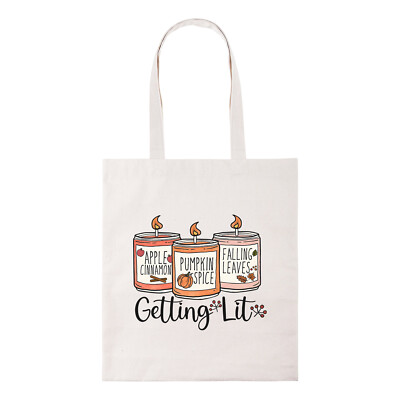 Getting Lit Halloween Pumpkin Spooky Cute Tote Bag Cotton Shopper