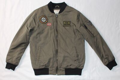 Zara Kids Boys Sz 9/10 Olive Green Bomber Jacket