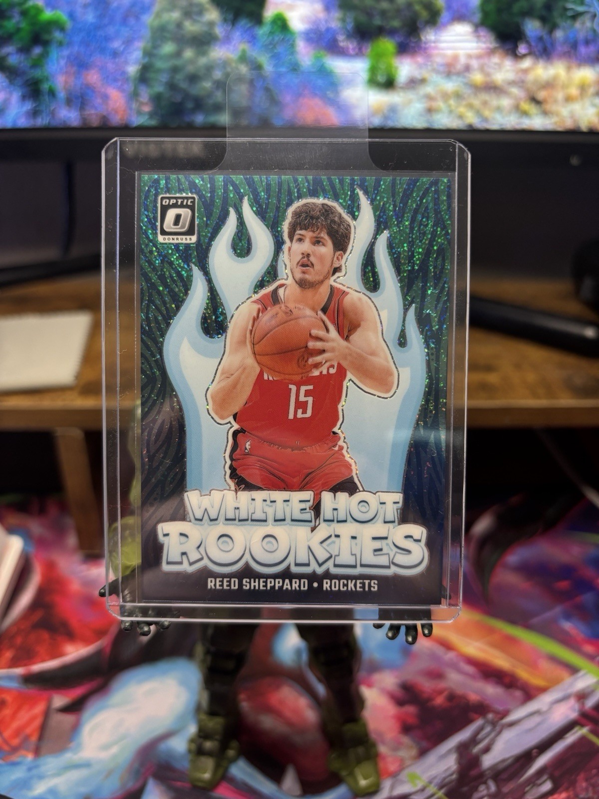 Reed Sheppard #12 White Hot Rookies #1/5 Donruss Optic 2024/2025 Green Glitter