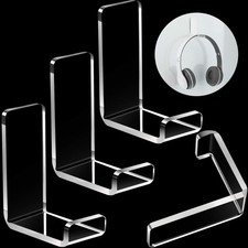 4X Clear Acrylic Adhesive Headset Hanger Wall Mount Hook for Gaming Desk