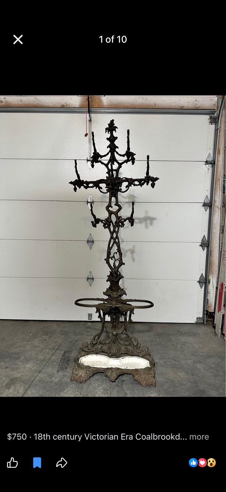 Antique 1840’s REAL Coalbrookdale Cast Iron Hall Coat Ornate Victorian Gothic