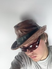Vintage 90s Leather Western Rock USA Cowboy fedora Men  s Small Hat