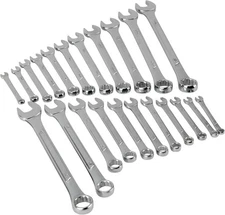 22pc Combination Wrench Set Alloy Steel Metric Standard Storage Organizer