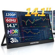 14.1 Inch Portable Monitor HGFRTEE 16:10 IPS Display for Laptop Xbox Raspberry