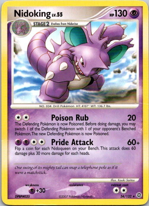 Nidoking 34/132 Rare Secret Wonders Pokemon Moderately Played