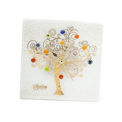  Table Clock Murano Glass Silent Mechanism Decorated with Murrines and Gold 