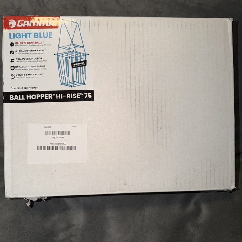 Tennis Ball Hopper Light Blue Holds 75 Balls Holds