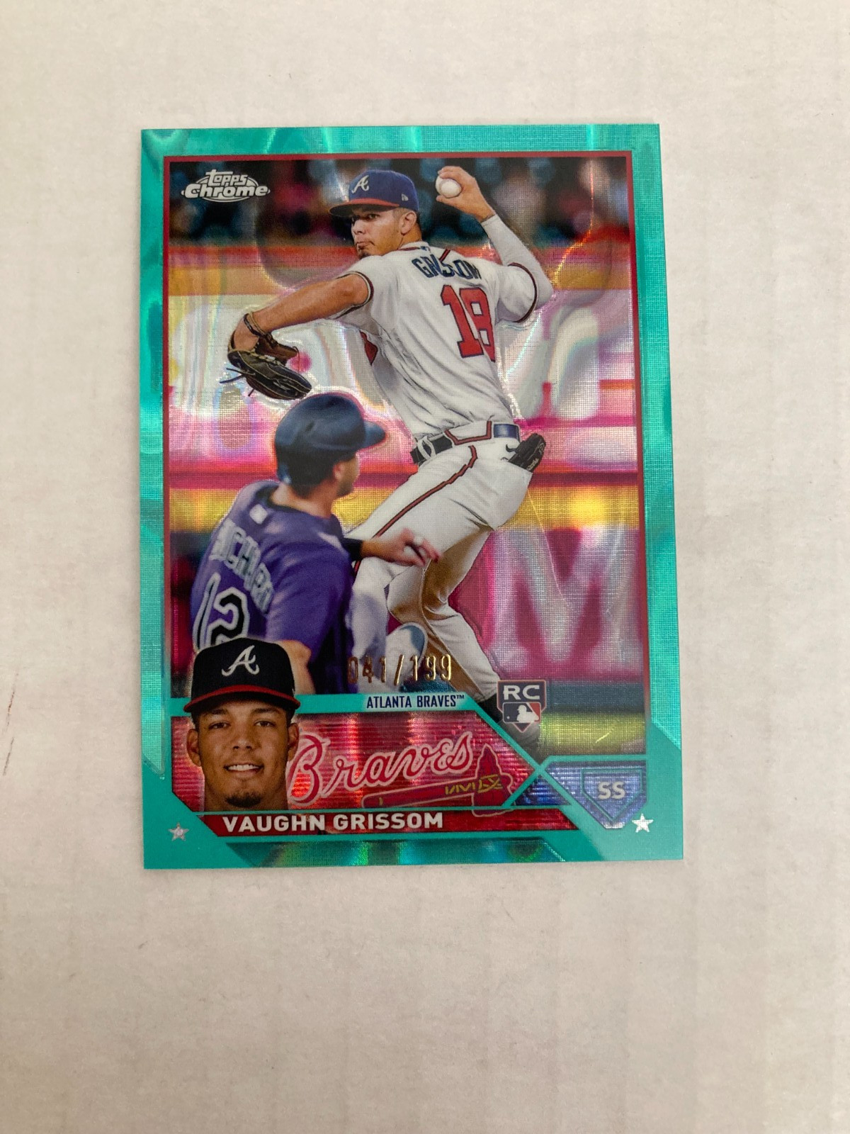 2023 Topps Chrome #48 Braves VAUGHN GRISSOM Rookie RC Aqua Lava refractor 41/199