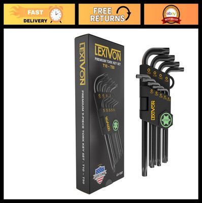 9-Piece Torx Wrench Set, L-Shaped Long Arm Keys T10-T50, Industrial-Grade S2 Ste