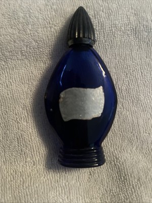 Vintage Cobalt Blue BOURJOIS Perfume Bottle With Lid Evening In Paris