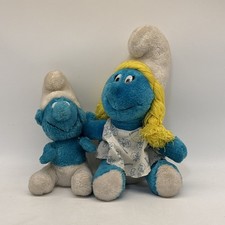 Vintage Peyo Smurf 1980 1981 Two 2 Plush Lot