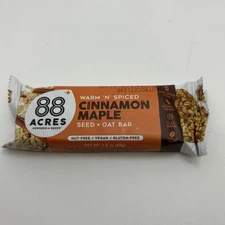 88 Acres Seed Bars Cinnamon Maple 1.6 Oz Case Of TWELVE 12 Oats & Seed 9/27/25