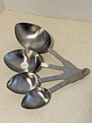 4 piece Stainless Steel Spoon Shaped Measuring Scoops Ladle Set