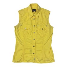 Versace Jeans Couture Y2K Vest Yellow Sleeveless Shirt Vintage Utility Jacket