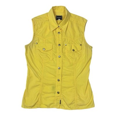 Versace Jeans Couture Y2K Weste gelb ärmellos Hemd Vintage Utility Jacke