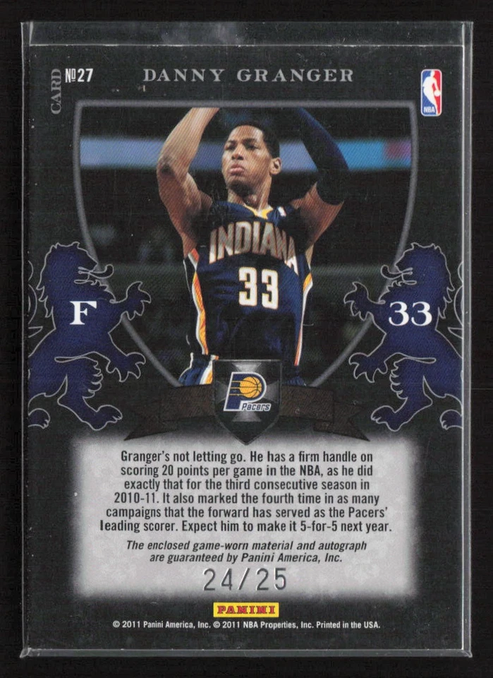 2011-12 Panini Elite #27 Danny Granger Black Box Auto Dual Patch 24/25 - Image 2 of 2