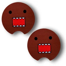Retro Domo Face Car Coasters Set of 2 – Unique Gift Idea for Vintage Fans