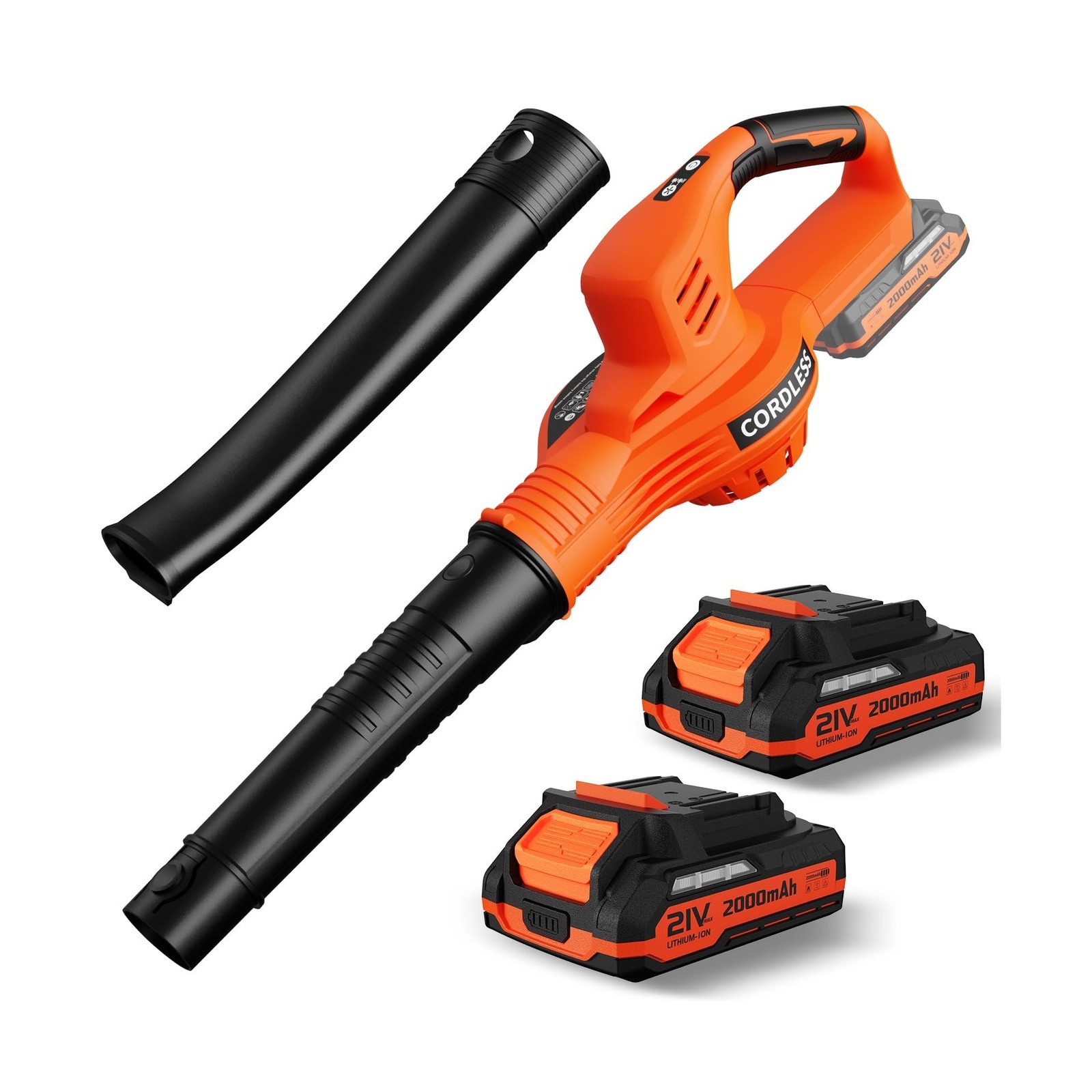 Cordless - 21v Powerful Electric Leaf Blower With 2 Batterie