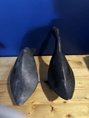 Vtg Cast Iron Japan Goose Geese Duck Sculpture MCM 1960s Japanese Bird Statue - Picture 6 of 11