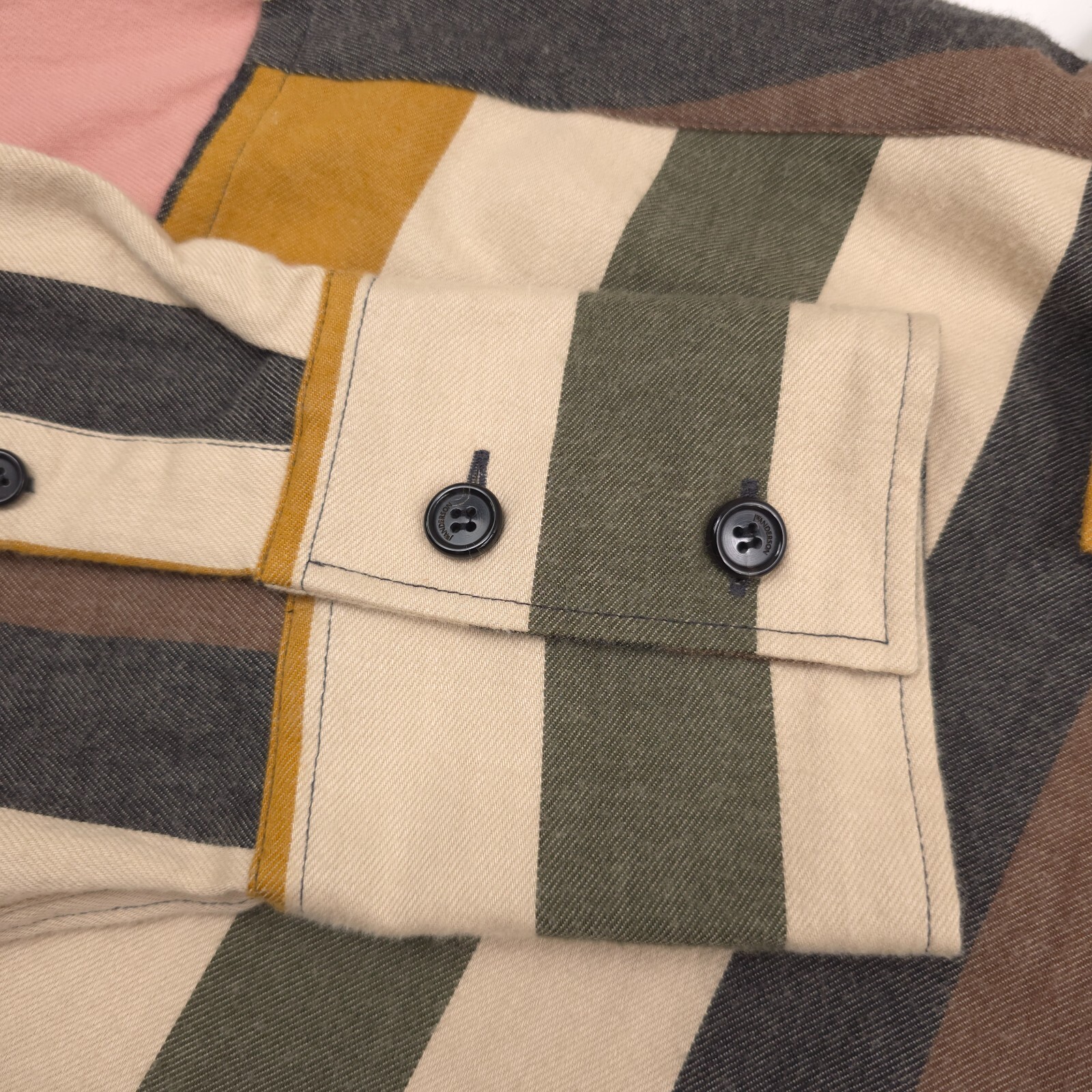 $650 JW Anderson Relaxed Fit Multi-Flax Stripe Button-Up Shirt Mens Size EUR 52