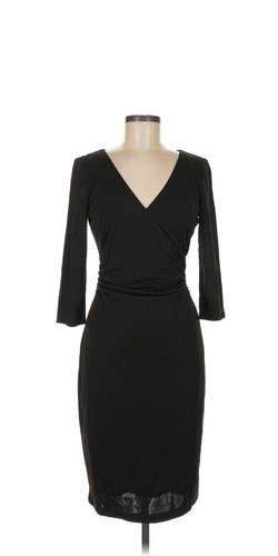 New DAVID MEISTER Faux Wrap Sheath DRESS Work Funeral Cocktail Size 8 BLACK $255