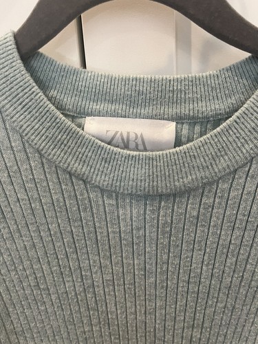 Zara Girl Ribbed Long Sleeve Crewneck Sweater Teal Size 11-12 - Picture 2 of 2