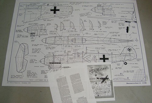 Model Airplane Plans (UC): Me-109e 1/16 Scale 24-3/4" for .10-.23 (Musciano) - Picture 2 of 5