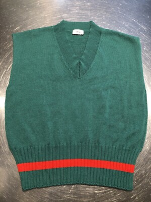 Akep Italy Women s Wool Blend V Neck Sweater Vest Green/Red Size 38