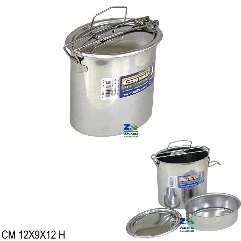 GNALI BACICCIO PORTAVIVANDE PORTAPRANZO PENTOLINO CON PIETANZIERA OVALE IN ACCIAIO INOX