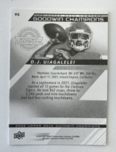D. J. Uiagalelei 2022 Upper Deck Goodwin Champions #95 - Picture 2 of 2