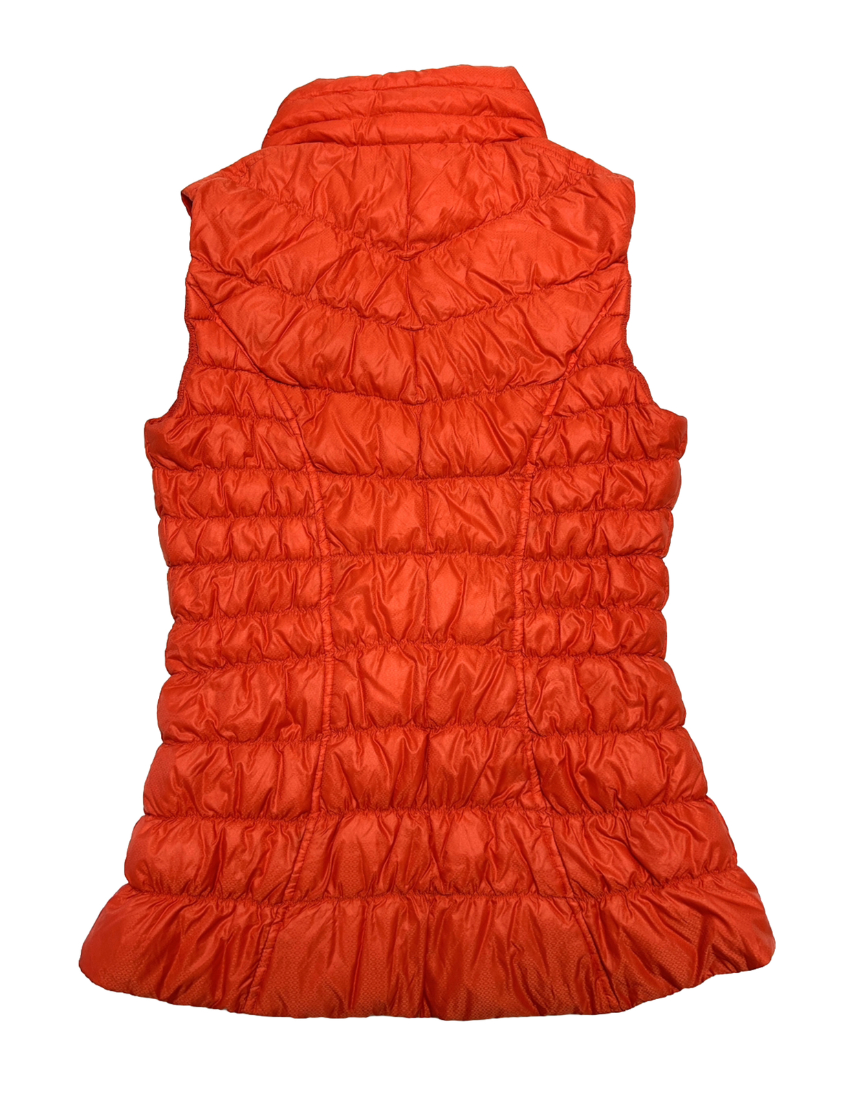 Athleta Goose Down Vest Womens Size S Orange Downalicious Deluxe Puffer