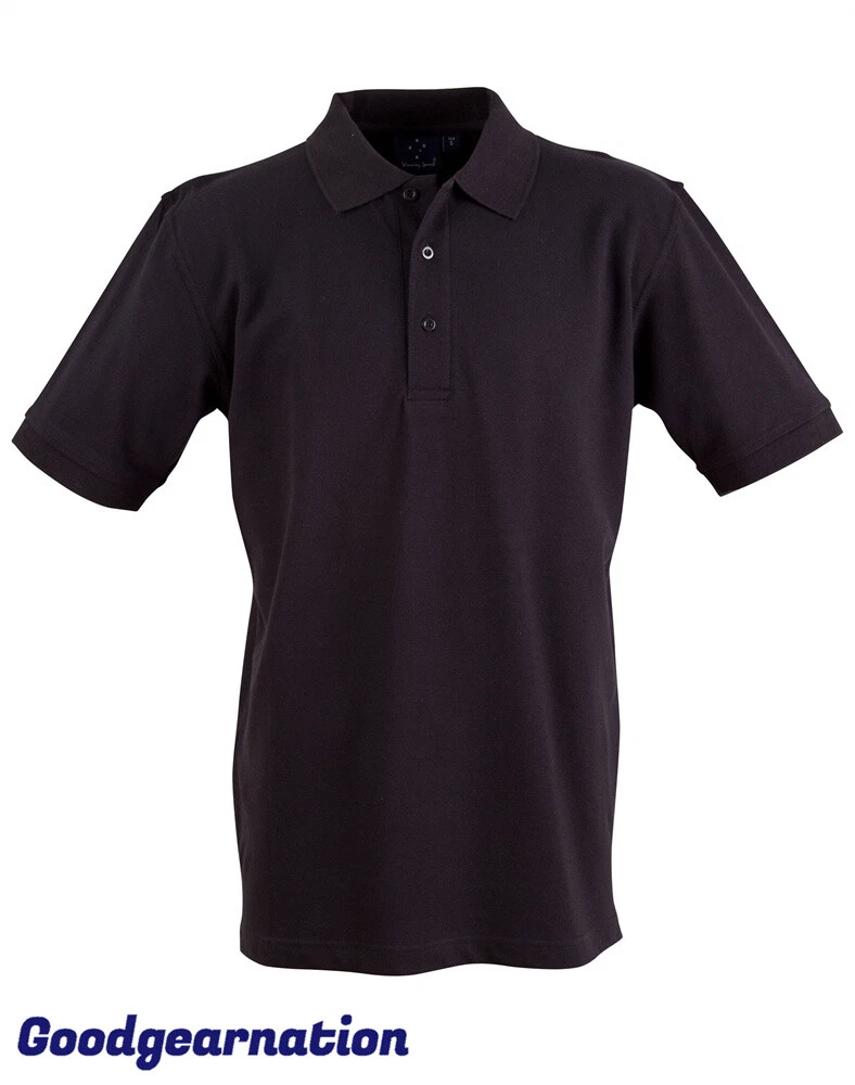 Mens Plain Polo Shirt Stretchy Cotton Solid Colour Comfort Casual Short