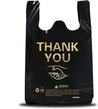 50 Pcs Thank You Plastic Grocery Bag Reusable T Shirt Bags for Store Shopping Di