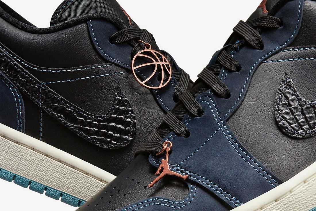 Nike Air Jordan 1 FJ5478-010 Low Navy Black Snakeskin Dark