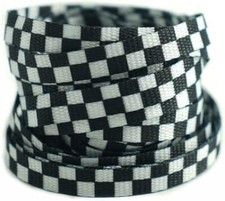 Flat Wide 10mm Shoelaces 2 Pairs Black White Checkered Lace for Roller Skates...