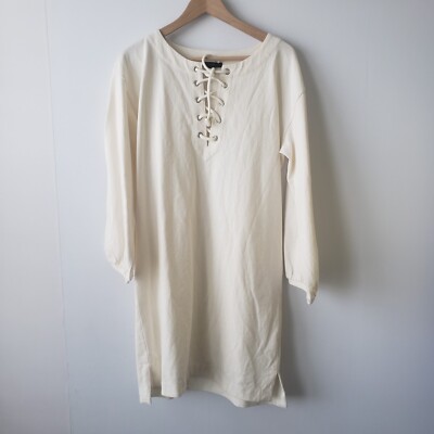 J.crew dress women's Lace-up balloon-sleeve size M Soft girl cotton soft |  eBay